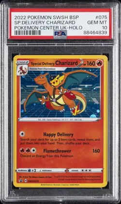 2022 POKEMON SWSH BLACK STAR PROMO #075 SPECIAL DELIVERY CHARIZARD-HOLO PSA 10 - Image 1