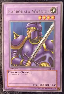 1st Edition Karbonala Warrior LOB-067 Yu-Gi-Oh Legend of Blue Eyes White Dragon - Image 1