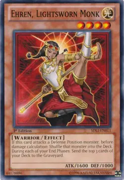 Yugioh! HP Ehren, Lightsworn Monk - SDLI-EN011 - Common - 1st Edition Heavily Pl - Image 1