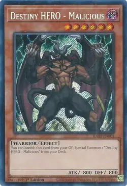 1x Destiny HERO - Malicious (Secret Rare NM Eng YuGiOh - Quarter Century Bonanza - Image 1