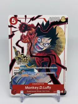 Monkey D. Luffy RARE 3RD ANNIVERSARY PROMO ALT ART ST01-012 ONE PIECE NON-FOIL - Image 1