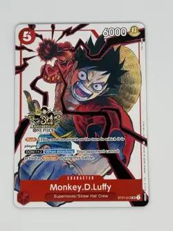 Monkey D. Luffy RARE 3RD ANNIVERSARY PROMO ALT ART ST01-012 ONE PIECE NON-FOIL - Image 3