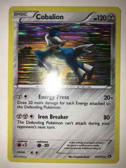 Cobalion - 91/113 -1X Pokemon Legendary Treasures Black & White Holo Rare Card - Image 1