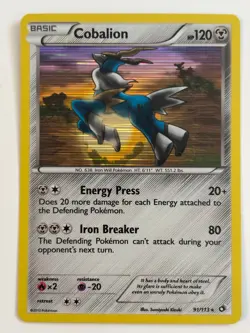 Cobalion - 91/113 -1X Pokemon Legendary Treasures Black & White Holo Rare Card - Image 3
