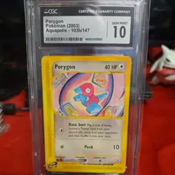 Porygon 103b/147 Aquapolis 2003 Pokemon Card CGC 10 Gem Mint LOW POP! FS - Image 1