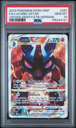 Pokemon Lucario VSTAR SWSH 291 Crown Zenith Promo Deutsch PSA 10 - Image 1
