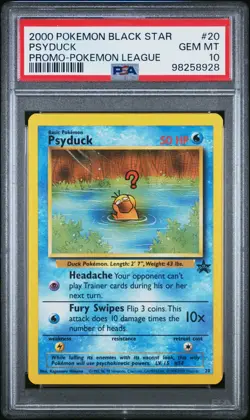 PSA 10 2000 Psyduck 20 Black Star Promo League Pokemon Card - Grm Mint! - Image 1