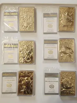 *NO Pokeballs* Set Of 6 Pokemon 23K Gold Plated Cards 1999 Burger King Promotion - Image 1