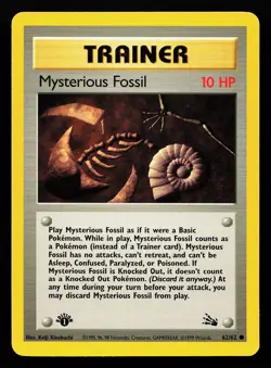 Mysterious Fossil 62/62 1st Edition Fossil Pokemon Card - Image 1