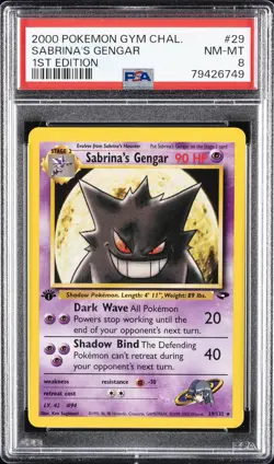 2000 POKEMON GYM CHALLENGE 1ST ED #29 SABRINA'S GENGAR PSA 8 - Image 1