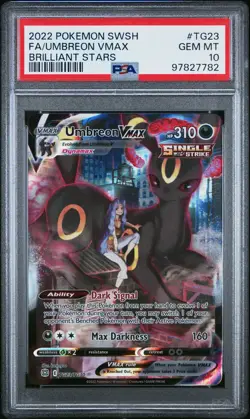 2022 POKEMON SWORD & SHIELD BRILLIANT STARS #TG23 FULL ART/UMBREON VMAX PSA 10 - Image 1