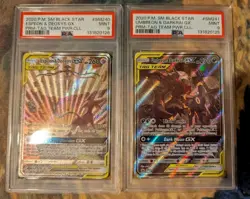 Pokemon Umbreon & Darkrai/Espeon & Deoxys GX SM240&241 Black Star Promos PSA9 - Image 1