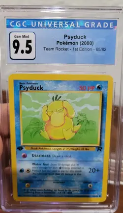 2000 Pokemon Team Rocket 1st Edition Psyduck #65 CGC 9.5 Gem Mint - Image 4