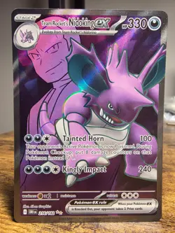 Team Rockets Nidoking EX 216/182 Destined Rivals Ultra Rare Full Art Pokemon NM - Image 1