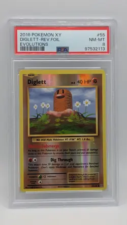 2016 Pokemon XY Evolutions Reverse Foil Diglett 55/108 PSA 8 NM-MT! - Image 1