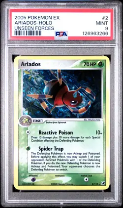 2005 POKEMON EX UNSEEN FORCES #2 ARIADOS-HOLO PSA 9 - Image 1
