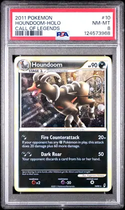 2011 POKEMON CALL OF LEGENDS #10 HOUNDOOM-HOLO PSA 8 - Image 1