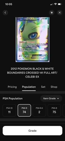 Pokemon TGC Boundaries Crossed Celebi EX 141/149 Ultra Rare PSA 9 Mint Low Pop - Image 3