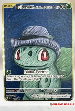 Pokemon Bulbasaur With Grey Felt Hat Van Gogh Gold Card HOT - Image 1