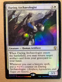 MTG 1x FOIL Daring Archaeologist Dominaria Modern Magic the Gathering Card x1 MP - Image 1