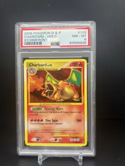 Charizard 103/100 Holo Secret Rare Pokemon 2008 D&P Stormfront PSA 8 NM-MT - Image 1