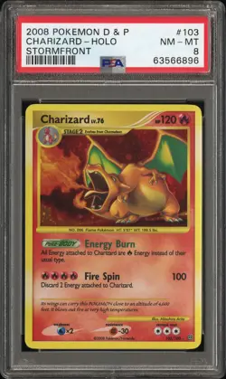 Charizard 103/100 Holo Secret Rare Pokemon 2008 D&P Stormfront PSA 8 NM-MT - Image 3