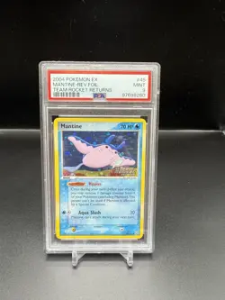 2004 POKEMON EX TEAM ROCKET RETURNS MANTINE #45 REVERSE PSA 9 MINT - Image 1