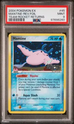 2004 POKEMON EX TEAM ROCKET RETURNS MANTINE #45 REVERSE PSA 9 MINT - Image 3