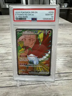 2025 POKEMON DRI EN-DESTINED RIVALS ULTRA RARE #209 ETHAN'S HO-OH EX PSA 10 - Image 1