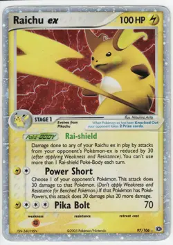 Raichu EX 97/106 - EX Emerald - Holo - HP (Heavily Played) - Pokemon TCG - Image 1
