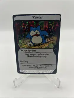 PokeDoodly Runlax - Snorlax Fan Art Card Black Holo Rare Pokemon #/50 Serialized - Image 1
