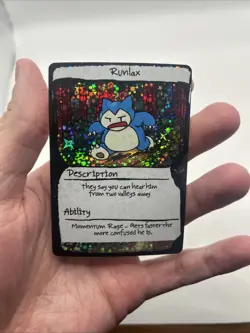 PokeDoodly Runlax - Snorlax Fan Art Card Black Holo Rare Pokemon #/50 Serialized - Image 3