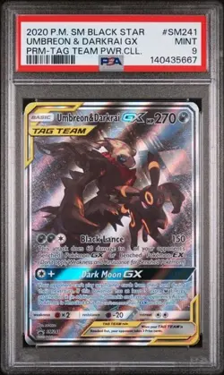 2020 Pokemon Umbreon and Darkrai GX Tag Team SM241 PSA 9 MINT - Image 1