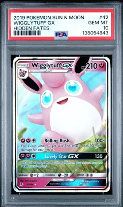2019 Pokemon Sun & Moon Hidden Fates Wigglytuff GX #42 PSA 10 - Image 1