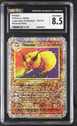 CGC 8.5 Flareon 2002 Legendary (Collection) 10/110 Reverse Holo Pokemon Card - Image 1