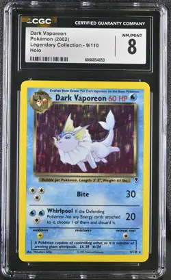 CGC 8 Dark Vaporeon 2002 Legendary Collection 9/110 Holo Pokemon Card - Image 1