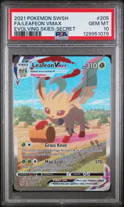 2021 POKEMON SWORD & SHIELD EVOLVING SKIES SECRET FULL ART/LEAFEON VMAX PSA 10 - Image 1