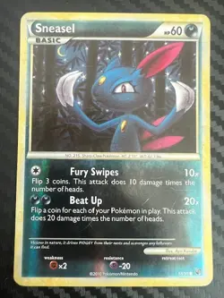 Pokemon TCG HeartGold SoulSilver Undaunted 68/90 Sneasel Reverse Holo HP - Image 1