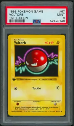 Pokemon 1st Edition Base Set Voltorb 67/102 PSA 9 - Image 1