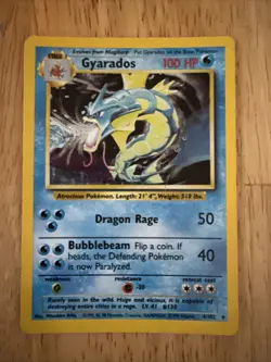 Pokemon 1995 Gyarados TCG Base Set Holo Rare Card #6/102 Vintage - Image 1