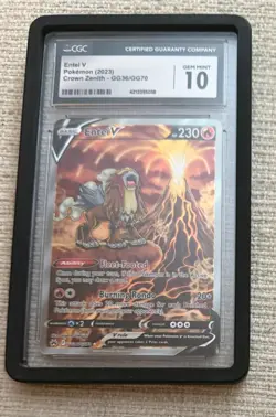 Entei v GG36/GG70 Crown Zenith Secret Pokemon Card CGC 10 Gem Mint (WITH GUARD) - Image 1