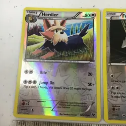 (2) POKEMON TCG #109/146 HERDIER & #95/122 FURFROU REVERSE HOLO EXCELLENT CARD - Image 2