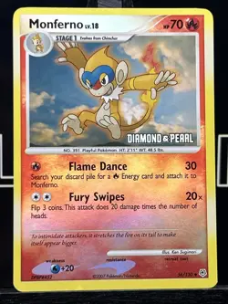 Pokemon 2007 TCG Monferno Diamond & Pearl Stamped Reverse Holo Card 56/130 - Image 3