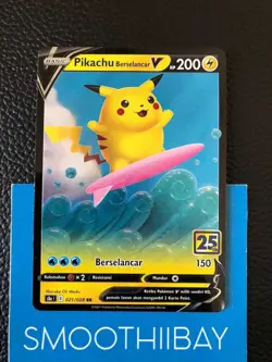 Surfing Pikachu V 021/028 S8a RR 25th Anniversary Pokemon Card Indonesia - Image 1