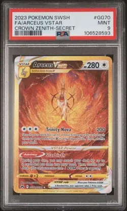 2023 POKEMON SWORD AND SHIELD CROWN ZENITH #GG70 FA/ARCEUS VSTAR PSA 9 MINT - Image 1