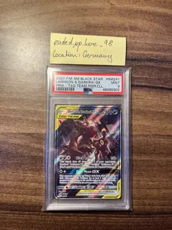 2020 POKEMON SM BLACK STAR PROMO TAG TEAM POWERS COLL UMBREON & DARKRAI GX PSA 9 - Image 1