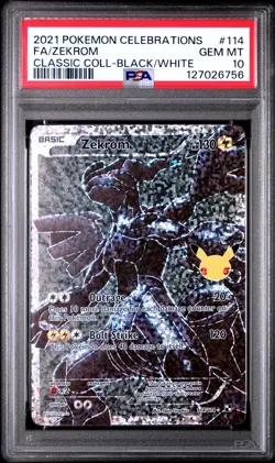 PSA 10 Zekrom 114/114 Pokemon Celebrations Classic Collection Black White 2021 - Image 1