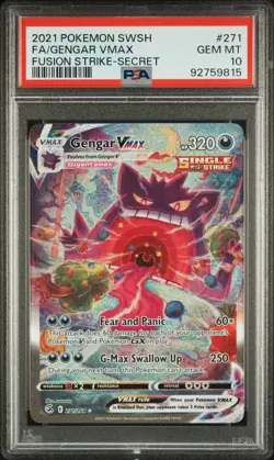 2021 POKEMON SWORD & SHIELD FUSION STRIKE SECRET FULL ART/GENGAR VMAX PSA 10 - Image 1