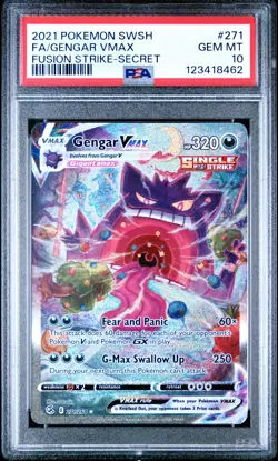 2021 POKEMON SWORD & SHIELD FUSION STRIKE SECRET FULL ART/GENGAR VMAX PSA 10 - Image 1