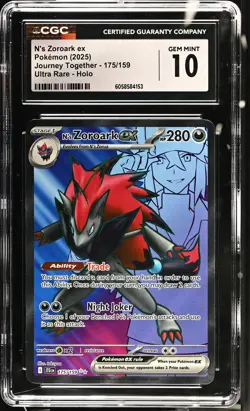 N'S ZOROARK EX Journey Together Full Art Rare #175 CGC 10 Gem Mint Pokemon - Image 1